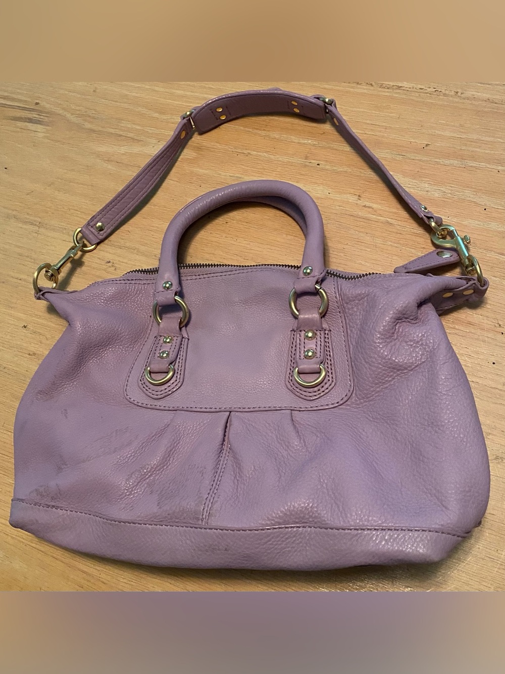 PELLE STUDIO Lavender Leather Satchel Handbag-Women's Top-Handle & Shoulder Bag
